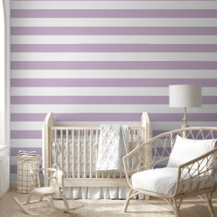 Papier Peint Rayures horizontales larges violettes et blanches