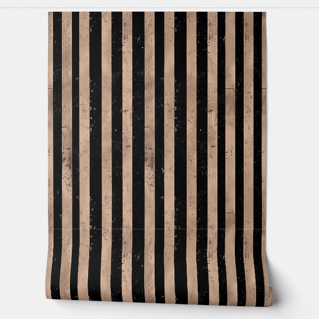 Papier Peint Rayures marron et noires (Déroulement)
