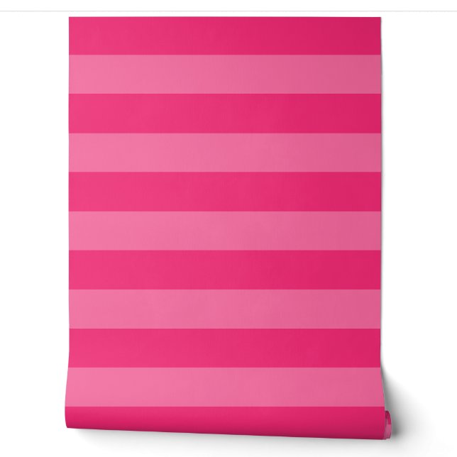 Papier Peint Rayures rose pâle et rose chaud (Déroulement)