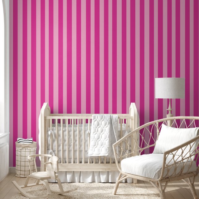 Papier Peint Rayures roses  (Enfants)