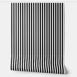 Papier Peint Rayures Traditionnelles Noir Et Blanc