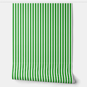 Papier Peint Rayures Traditionnelles Vertes et Blanches
