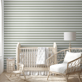 Papier Peint Rayures vert sauge moderne
