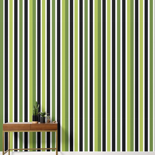 Papier Peint Rayures Vertes Noires (Couloir)