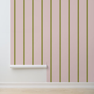 Papier Peint Rayures vertes sur fond rose sans couture