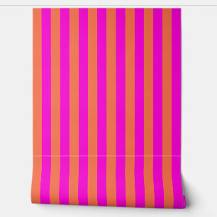 Papier Peint Rayures verticales rose et orange
