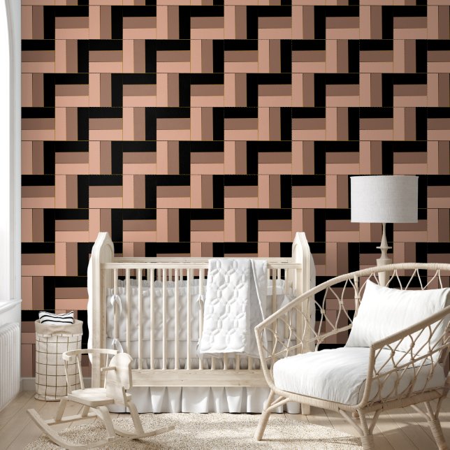 Papier Peint Rectangles géométriques Brown Mocha Noir (Enfants)