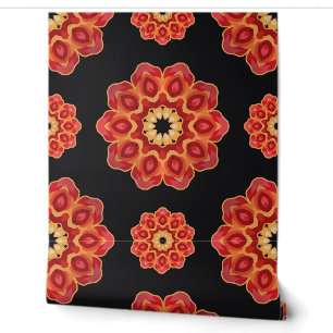 Papier Peint Red Geo Peony en noir