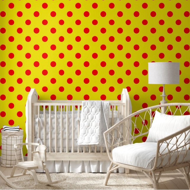 Papier Peint Red On Yellow Polka Dots Pattern Design  (Créateur téléchargé)