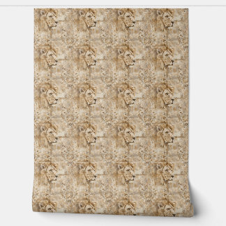 Papier Peint Regal Lion Essence Mini - Or, Beige