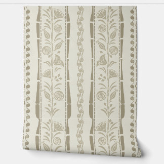Papier Peint Regency Floral Stripes - Khaki - Cream