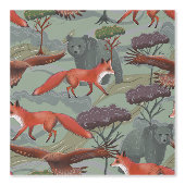 Papier Peint Renard et ours vert (Recto)