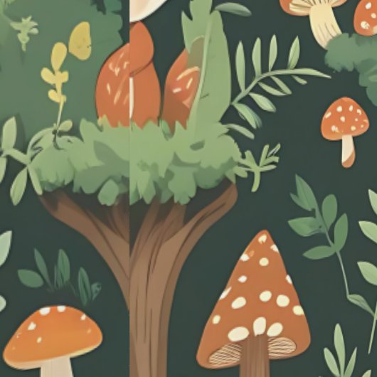 Papier Peint Renards et champignons enchantés de la forêt (Couture)