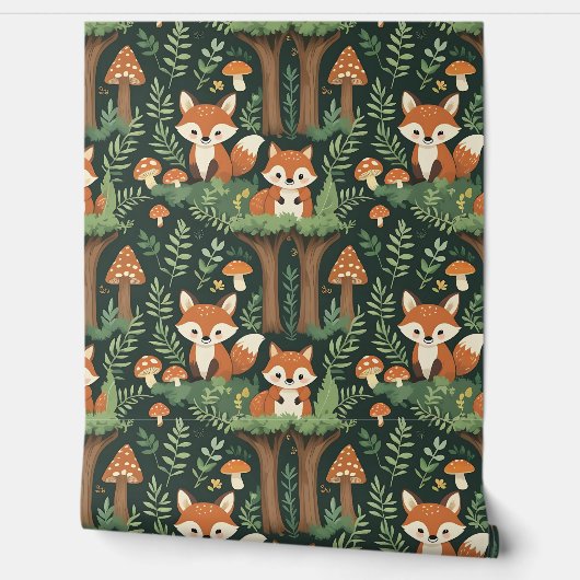 Papier Peint Renards et champignons enchantés de la forêt (Déroulement)