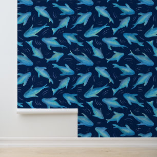 Papier Peint Requin de natation bleu poisson