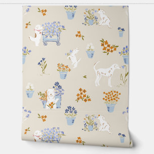 Papier peint Retro Beige Chien Puppy