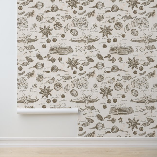 Papier Peint Retro épices Vintages avec noms Cuisine (Application)