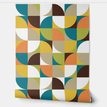 Retro Mod Carrés Turquoise Orange Vert Jaune Brown