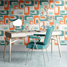 Retro Mod Ovals Orange Mint Teal Aqua Blue