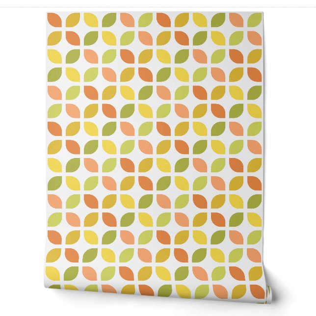 Papier Peint Retro Mod Trellis Jaune Orange Vert (Déroulement)