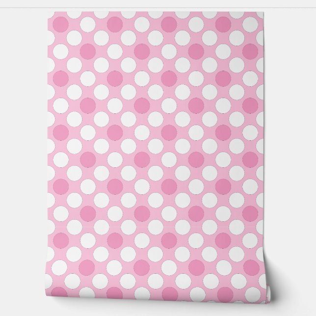 Papier Peint Rétro rose pois (Déroulement)