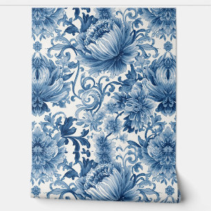 Papier Peint Rêves bleus Chinoiserie aquarelle florale