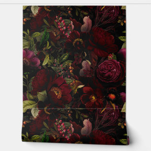 Papier Peint Romantisme d'été vintage Maximalisme Moody Floral