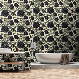 Papier Peint Rose anglais noir,