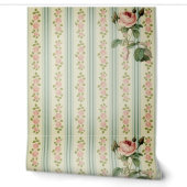 Papier Peint Rose Anglaise Verte Élégance (Déroulement)