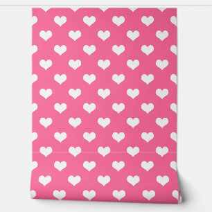 Papier Peint Rose Blanc amour Coeur Motif Design