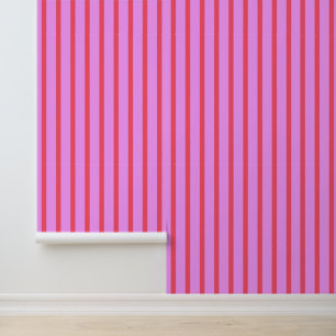 Papier Peint Rose chaud gras - Motif à rayures magenta