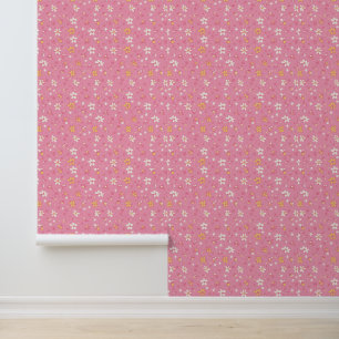 Papier peint rose et blanc