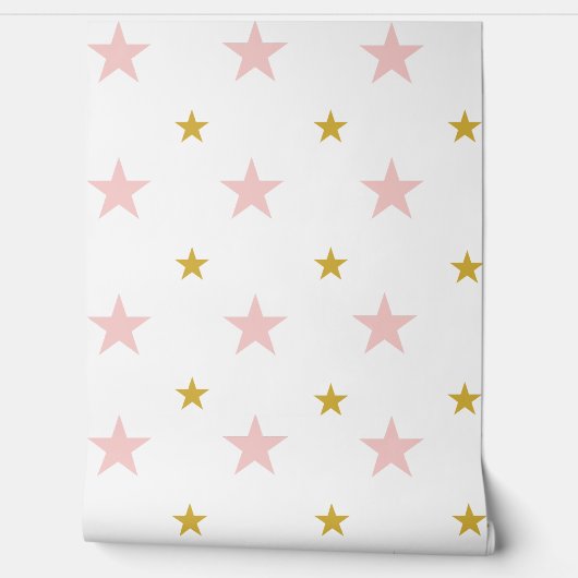 Papier peint rose et or étoiles Nursery (Déroulement)