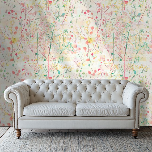 Papier Peint Rose et vert Delicate Artistique Floral (Créateur téléchargé)