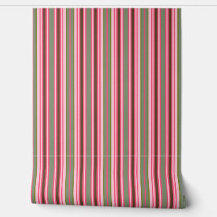 Papier Peint Rose et vert multi-bandes