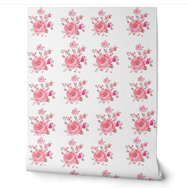 Papier peint rose floral (Déroulement)