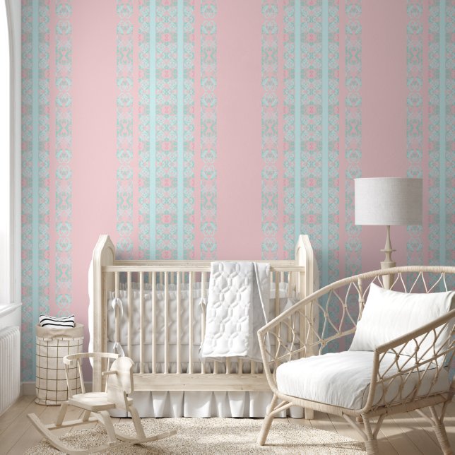 Papier Peint rose géométrique (Enfants)