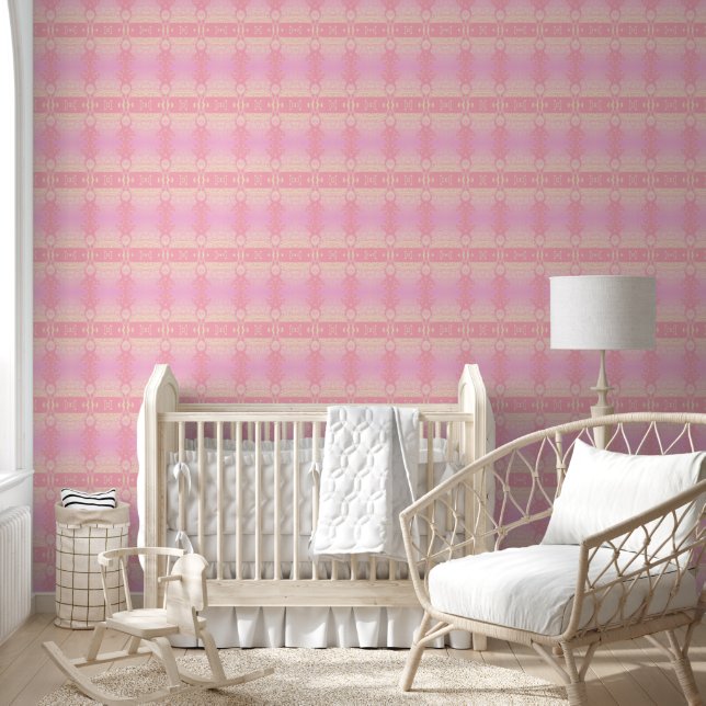 Papier Peint rose géométrique (Enfants)