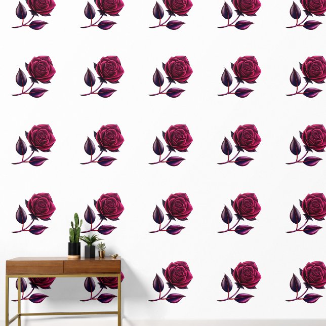 Papier Peint rose rouge (Couloir)