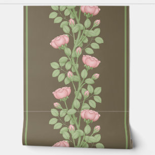 Papier Peint Roses Escalades roses sur brun