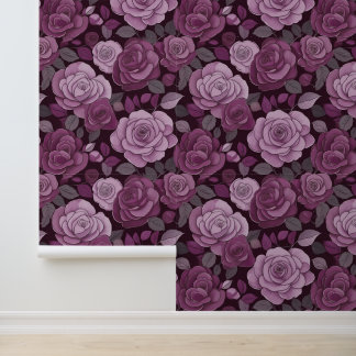 Papier Peint Roses floraux gris rose
