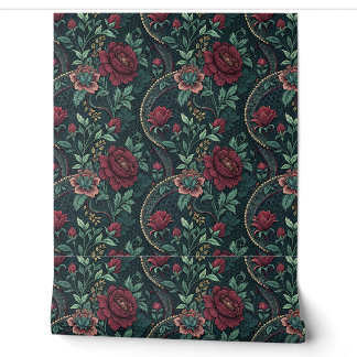 Papier Peint Roses Romantiques Sombres Motif Floral Gothique en