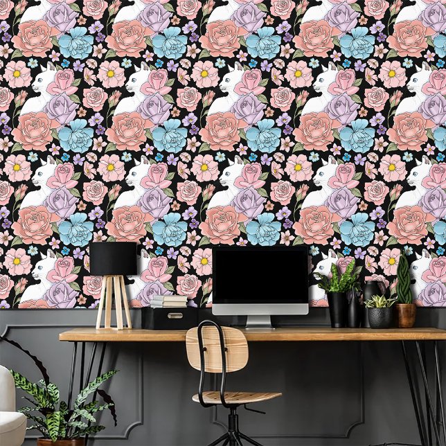 Papier Peint Roses roses roses blanches Peach Lavender (Créateur téléchargé)