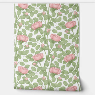 Papier Peint Roses roses sur blanc