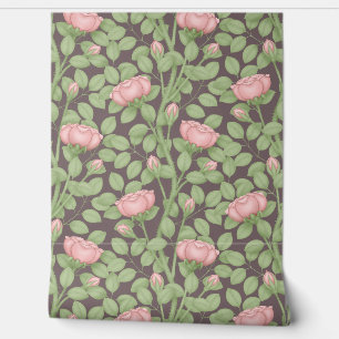 Papier Peint Roses roses sur prune foncée