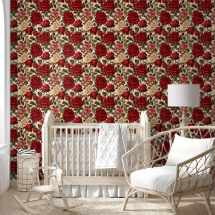Papier Peint Roses rouges et blanches - Motif floral chic