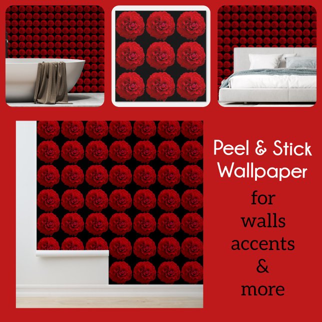 Papier Peint Roses rouges spectaculaires sur noir (Créateur téléchargé)