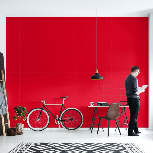 Papier Peint Rouge Cadmium Couleur Uni (Salon)