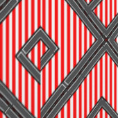 Papier Peint Rouge Rayure + Pêche (Couture)