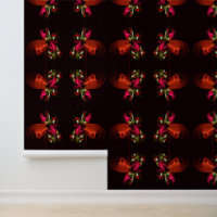 Rouge Vert Floral Moderne Art Abstrait Motif #02